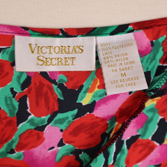 ❄ Vtg Victoria's Secret Floral Lace Babydoll Nightgown Negligee Slip Nightie M - Picture 8 of 8